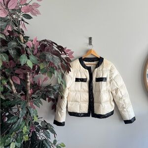 Escada Cream Quilted Jacket with Black Trim